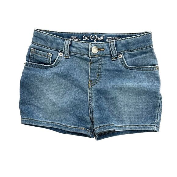 Cat & Jack Girls Ultimate Stretch Medium Denim Wash Shorts Blue Size Small - Picture 1 of 4